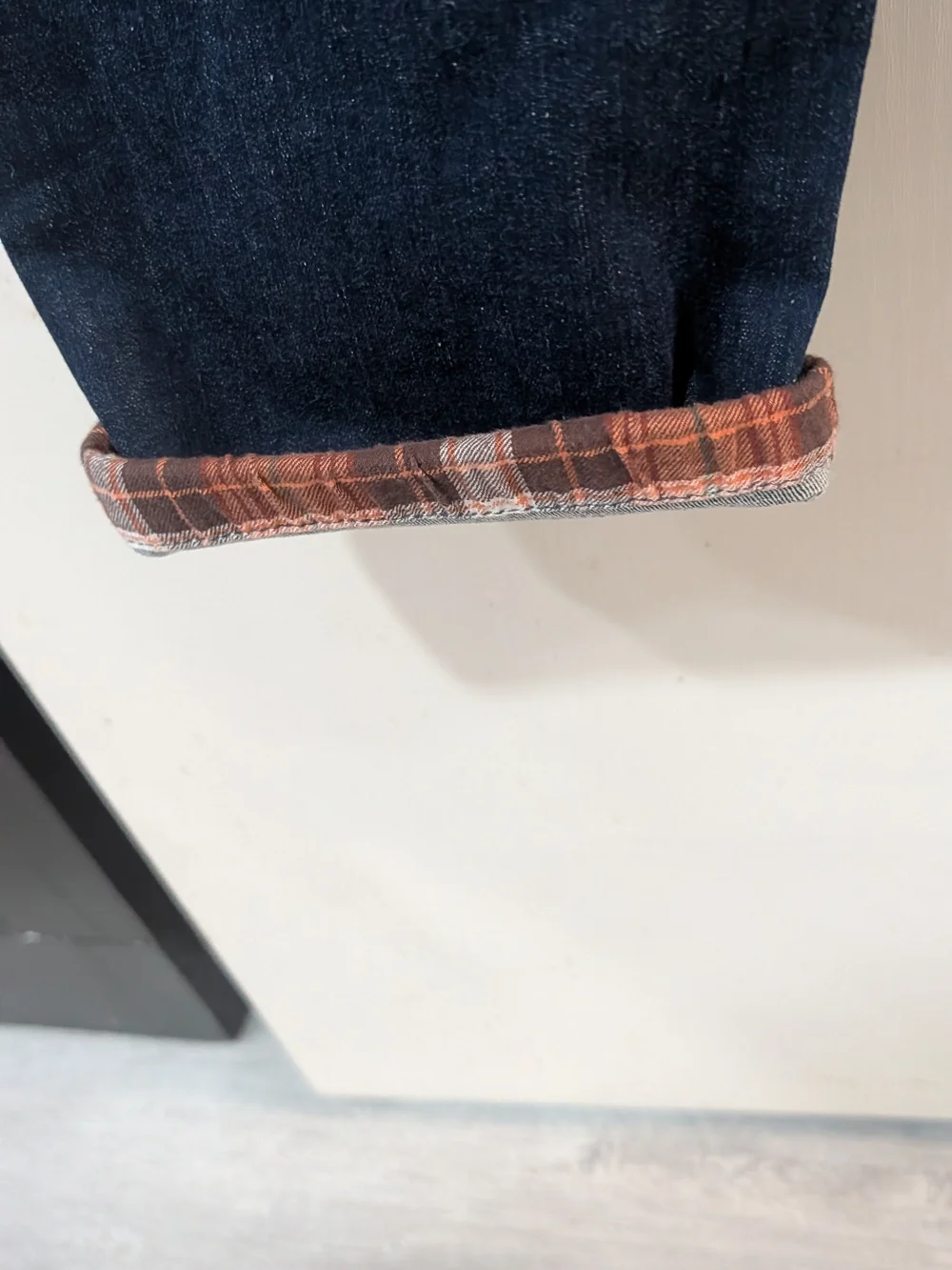 Gymboree Boys Dark Blue Denim Jeans With Orange Plaid